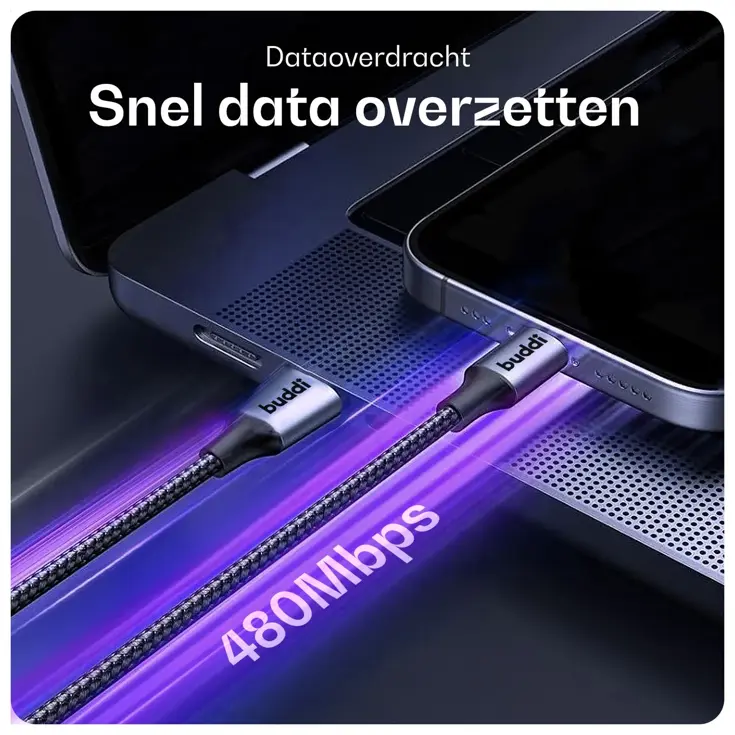 Flex USB-A naar Lightning Krulsnoer 1M Zwart