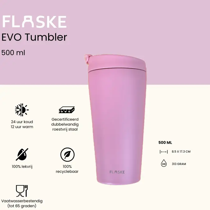 FLASKE 500 ml  Koffiebeker to go