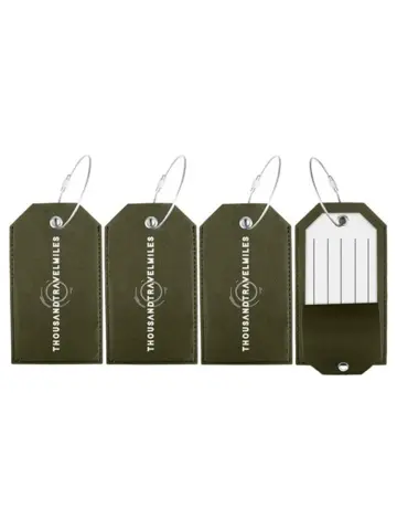 Bagagelabel – 4 stuks – Leer – Groen