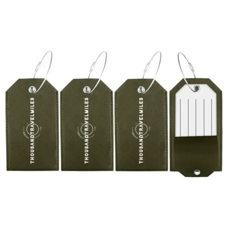 Bagagelabel – 4 stuks – Leer – Groen