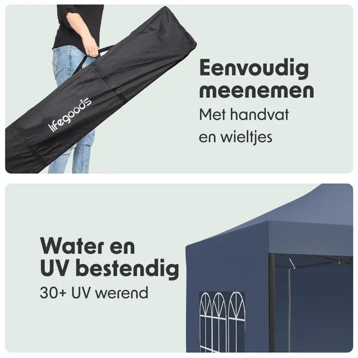 Partytent met Zijwanden – 3x3 m – Donkerblauw