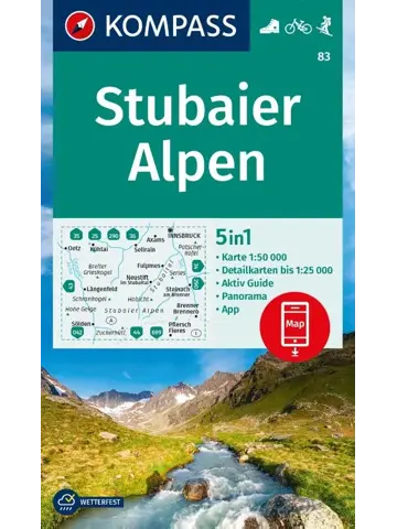 Kompass wandelkaart 83 Stubaier Alpen