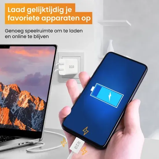 USB-C Kabel 2m met USB-A & USB-C Adapter