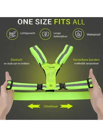 Craved Hardloopvest LED - Oplaadbaar - Geel