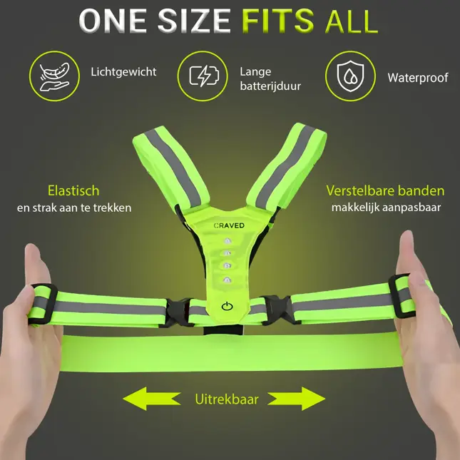 Craved Hardloopvest LED - Oplaadbaar - Geel