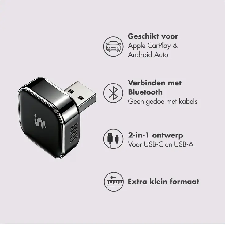 Mini 2-in-1 Dongle voor CarPlay en Android Auto