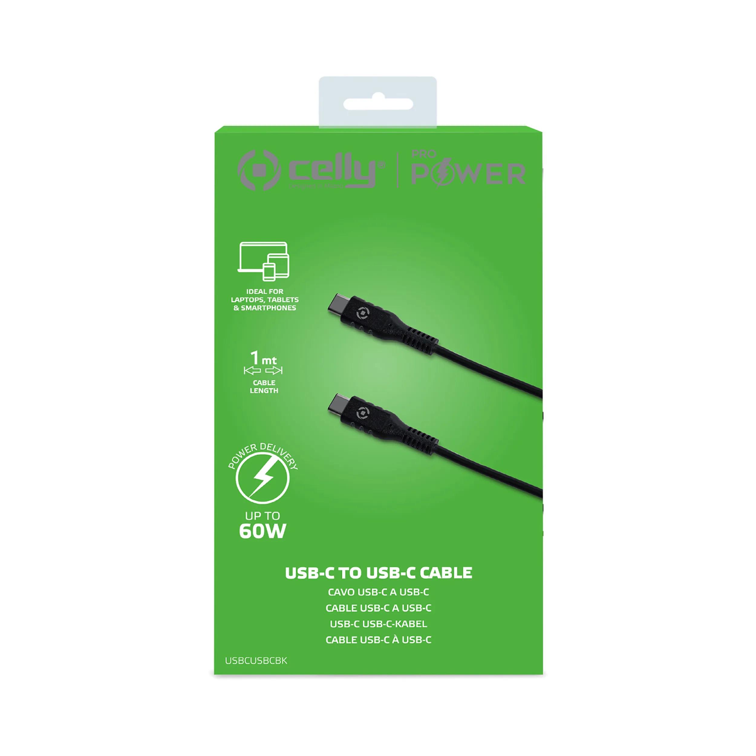 Celly  Power Delivery Kabel 60W USB-C > USB-C  Zwart main product image