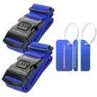 Kofferset 4-delig kofferriem + bagagelabels Blauw
