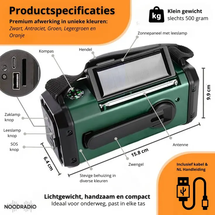 Noodradio® Solar Powerbank 10.000 mAh
