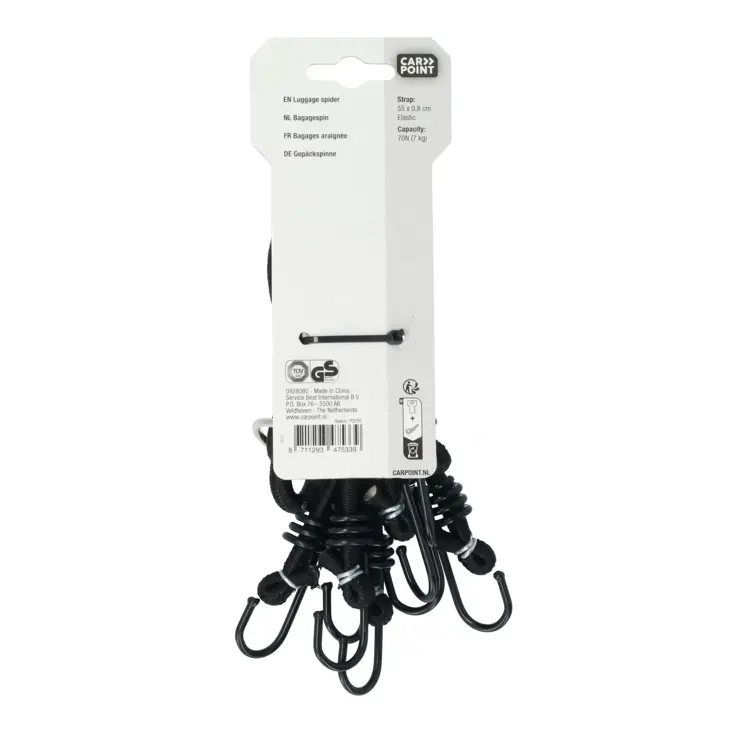 8-armige bagagebinder met haken 30-55cm Ø 8mm