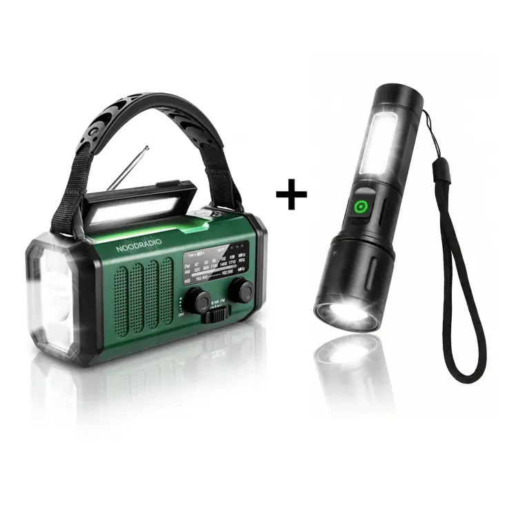 Noodradio 10.000mAh Groen + Tactical Zoom Zaklamp