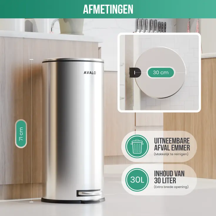 Avalo Pedaalemmer 30L - RVS