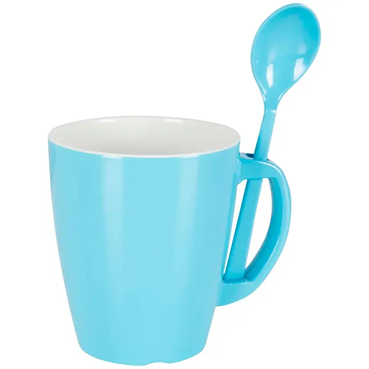 Mok met lepel Rainbow 390ml 4 Stuks