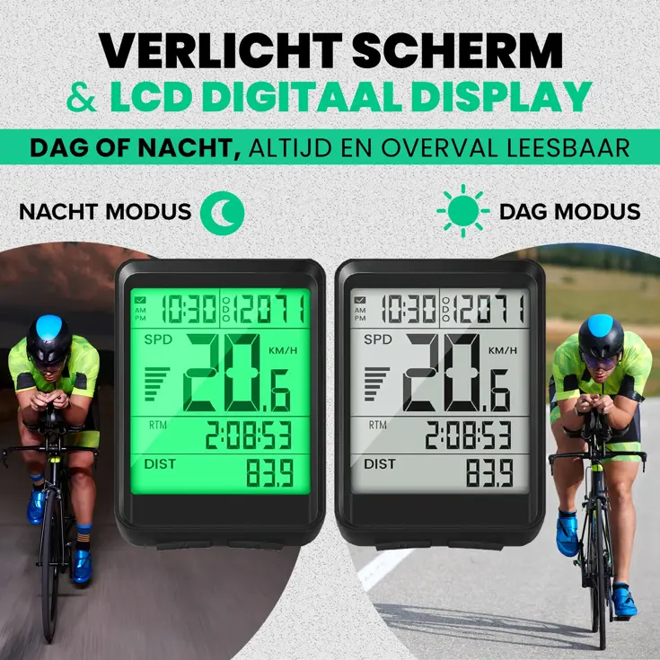 Draadloze Fietscomputer - 17 Functies