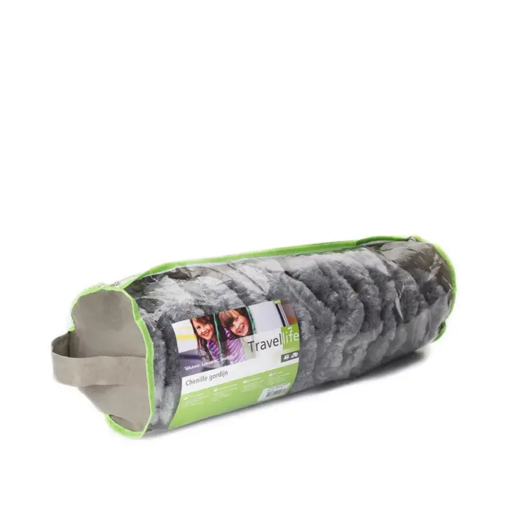 Chenille Streep blauw/wit 56x185cm