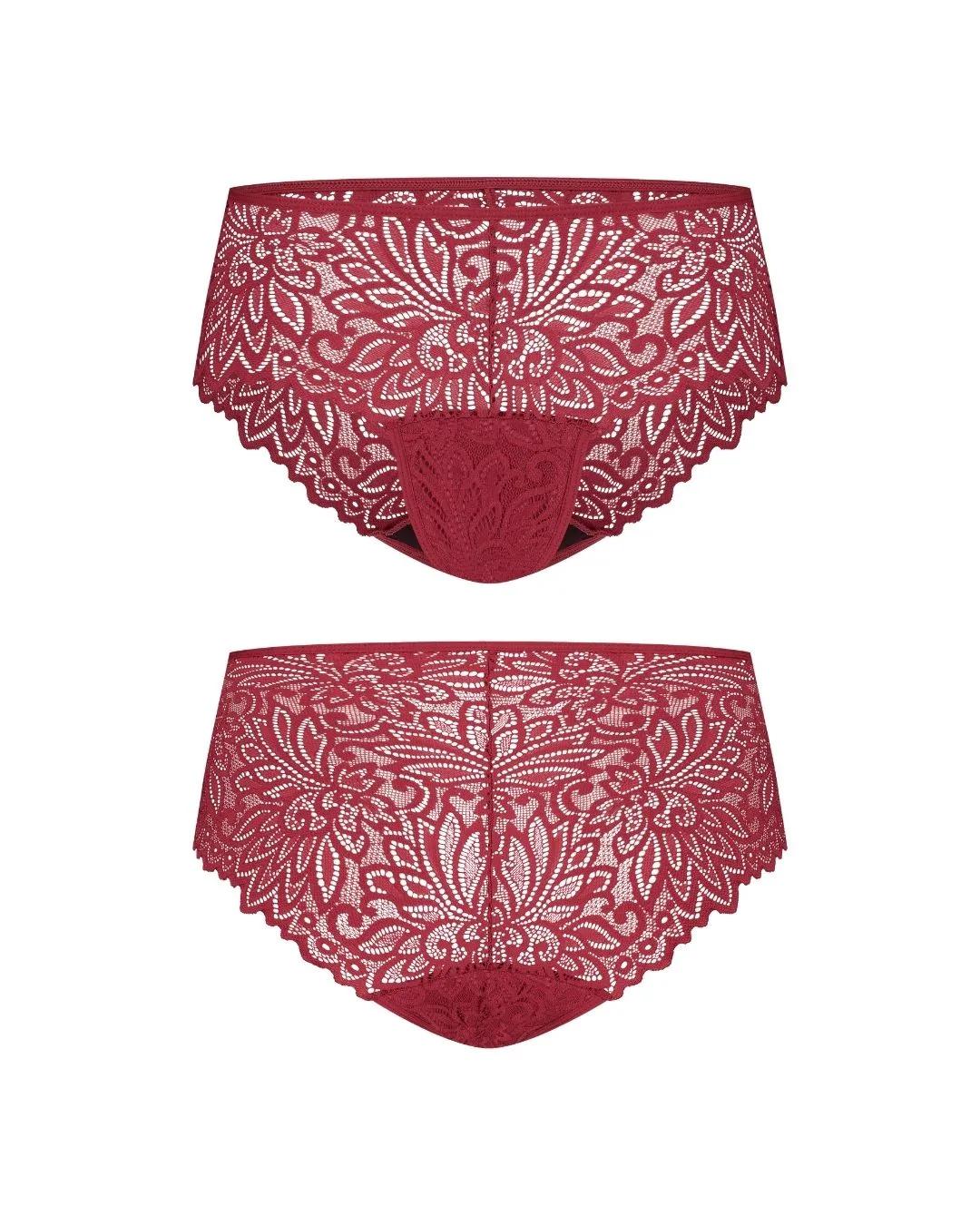 Moodies Undies  Menstruatie ondergoed  Hipster Lace  Rood
