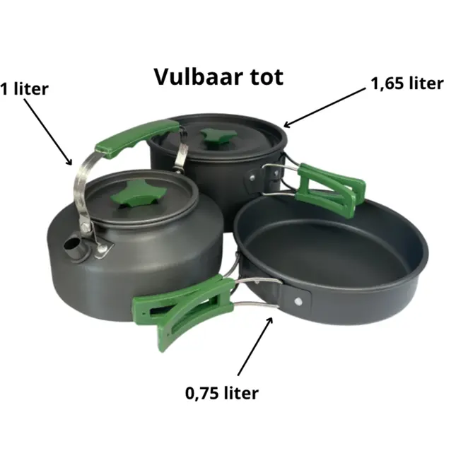 Pannenset - 3-Delig - Campingpannen -