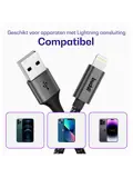 Flex USB-A naar Lightning Krulsnoer 1M Zwart