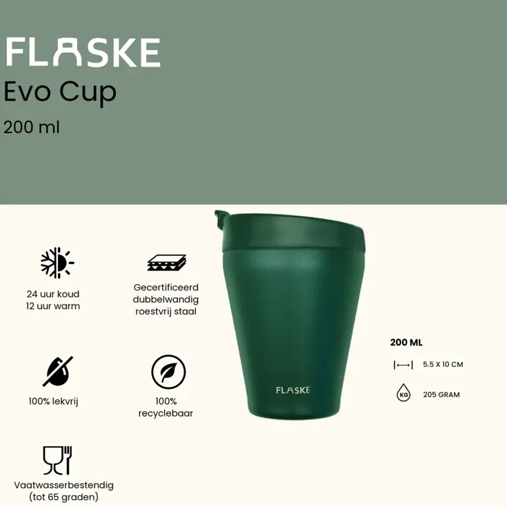 FLASKE 200ML  RVS Koffiebeker to Go