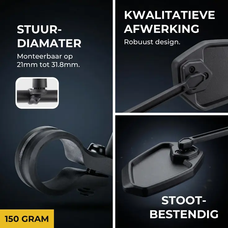 Spiegel voor Fietsstuur - Links - 20 mm tot 23 mm