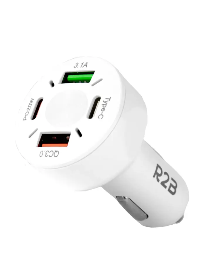 R2B Autolader USB C & USB A - Snellader - Wit