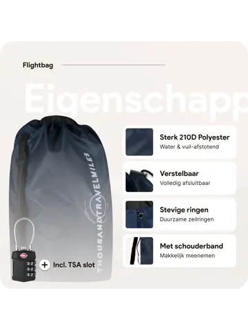 Flightbag vliegtuighoes TSA slot 60–90L – N Blauw