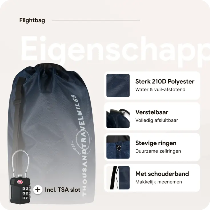Flightbag vliegtuighoes TSA slot 60–90L – N Blauw