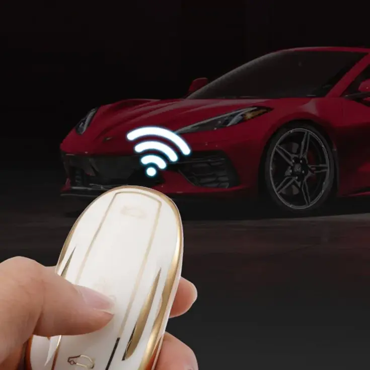 TPU Sleutelhoesje voor Tesla Model 3-Y-S goud