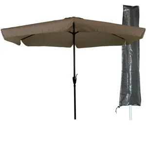 CUHOC Parasol Taupe Ø3m met Basic Parasolhoes