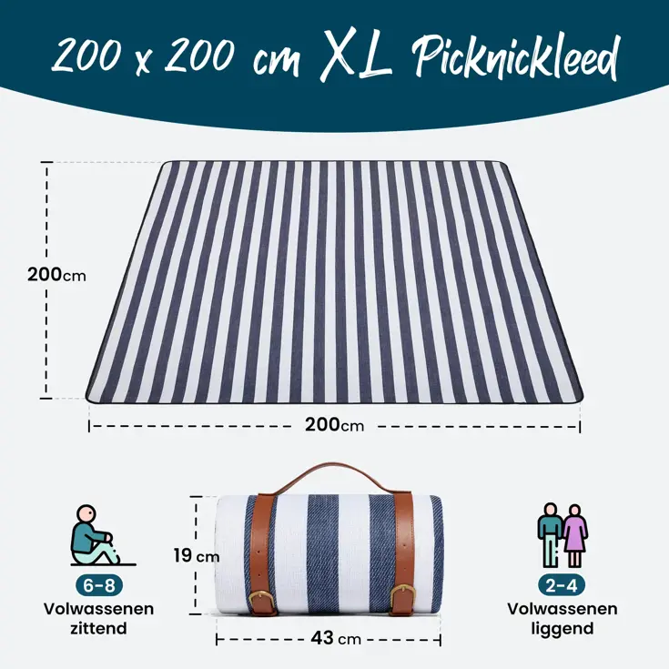 Picknickkleed XXL - 200 x 200 cm