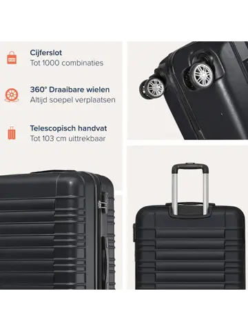 Kofferset – 3 Delig – 38L – Zwart