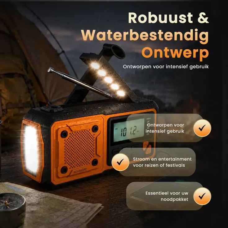 Noodradio FM/AM - 4400mAh - Solar Opwindbaar