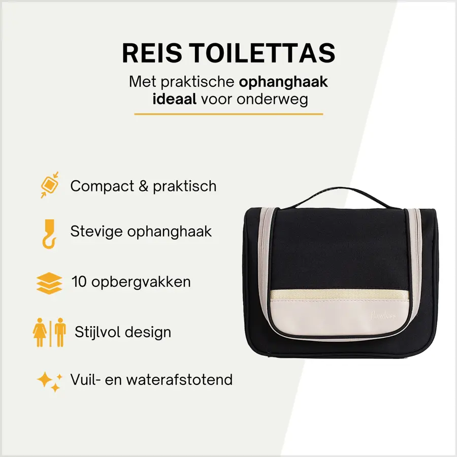 Toilettas met haak – Travel organizer – Zwart