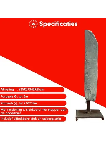 Zweefparasol hoes 205x57x40 cm - Diamond