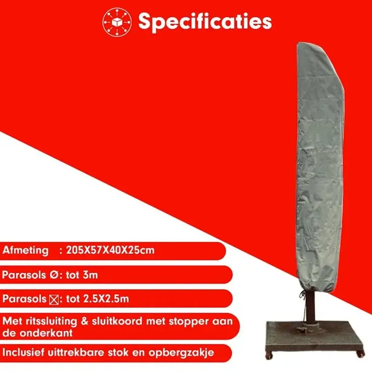 Zweefparasol hoes 205x57x40 cm - Diamond
