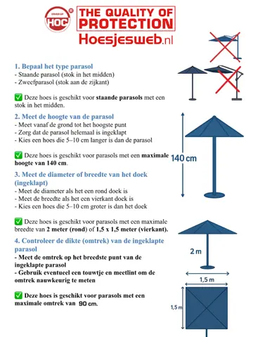 Stokparasol hoes 140x19x32 cm - Redlabel