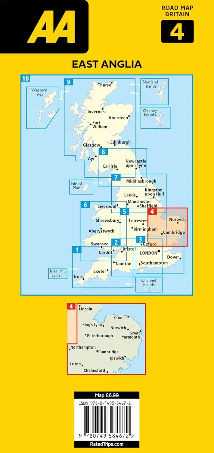 Wegenkaart 4 East Anglia