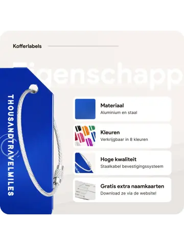 Kofferriem + 2 Bagagelabel – 3-delig – Blauw