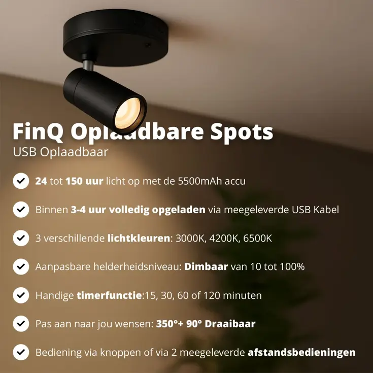 Oplaadbare Spotlights 2-pack – Zwart
