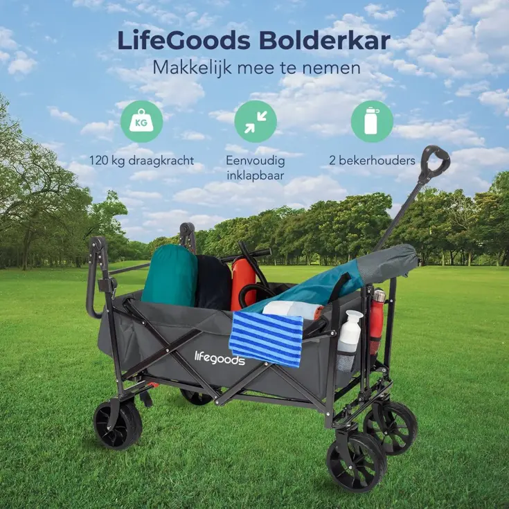 LifeGoods Bolderkar - Tot 120KG - 90L