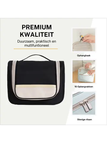 Toilettas met haak – Travel organizer – Zwart